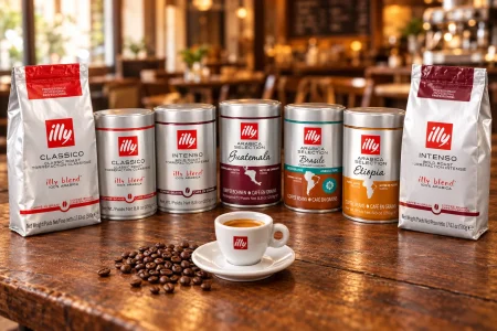 פולי קפה illy: שתי אריזות של 500 גרם וחמש פחיות של 250 גרם Classico, Intenso, גואטמלה, ברזיל ואתיופיה